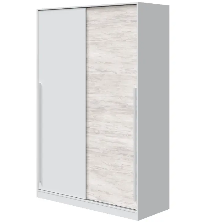 Meimon Armario de 2 puertas correderas fabricado con tablero de partículas melaminizado tipo E1 de 15 mm de espesor, con cantos PVC de 0,6 mm, trasera MDF lacada blanca de 3 mm, incluye barra de colgar de aluminio extraíble, guías correderas ABS - 1