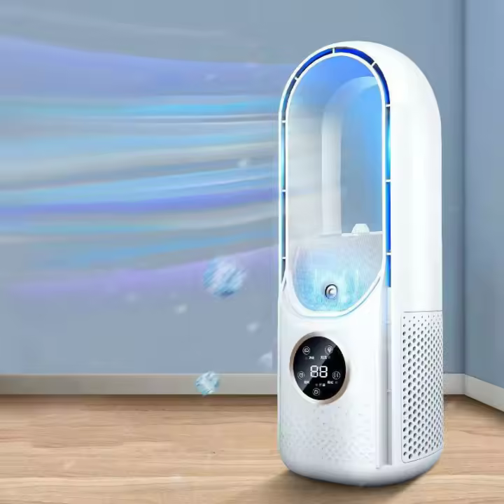 Ventilador eléctrico de enfriamiento portátil sin hojas 6 velocidades Temporizador silencioso Aire acondicionado Blanco - 1