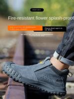 Botas De Seguridad Para Hombre Antideslizantes Indestructibles Zapatos De Trabajo Con Punta De Acero Resistente a Golpes Y Colisiones Cuero Sintético Y Malla - details 2