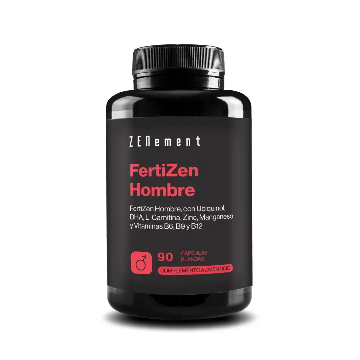 FertiZen Hombre con Ubiquinol, DHA, L-Carnitina, Zinc, Manganeso y Vitaminas B6, B9 y B12 - 90 Cápsulas blandas - 1