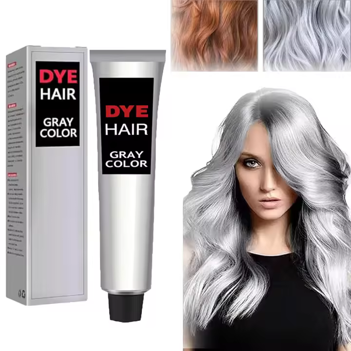 Tinte natural en crema para cabello gris plateado, tinte permanente de moda, crema color gris claro plateado, 100 g, tinte unisex para todo tipo de cabello. - 1