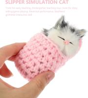 Sleeping Cat Doll Simulation Vocalize Small Cat Stuffed Animal Plush Toy Kitten with Meows Sound - details 2