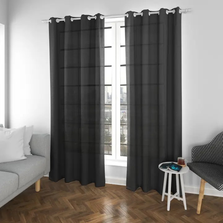 Cortinas Translúcidas de Salón  Modernas140x260cm. Elegantes ,  Pack de 2 Piezas Visillos Salón con Ojales Plateados. Ideal para Dormitorio, Comedor, Sala de Estar, Cocina - 1