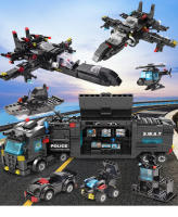 HUIQIBAO SWAT Camión De La Estación Policial Bloques De Construcción Modelo Para Niños Juguetes Educativos Helicóptero Y Coche De Figuras De La Ciudad - details 0