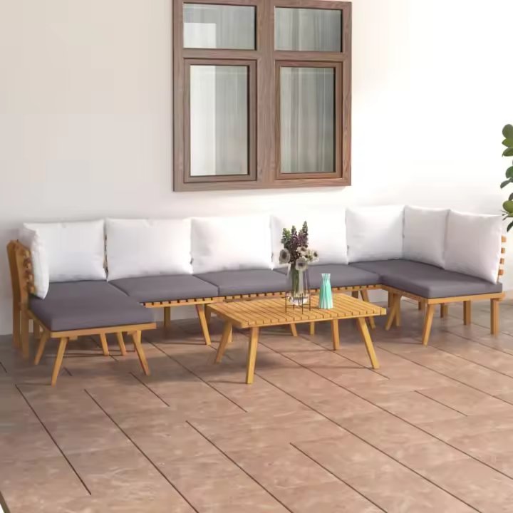 vidaXL Muebles de jardín 8 piezas con cojines madera maciza de acacia - 1