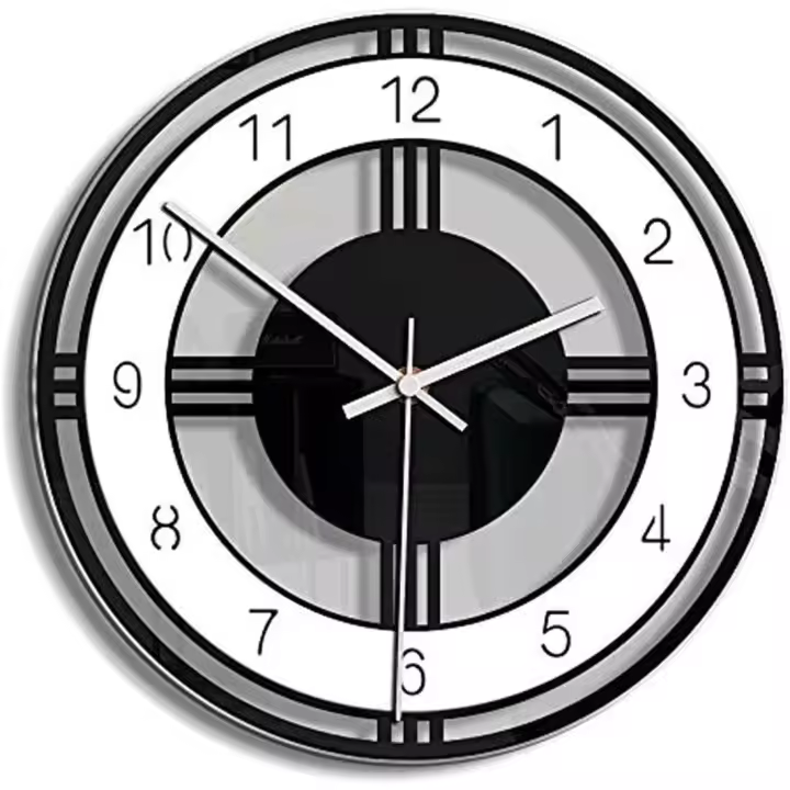 Reloj de pared silencioso de 11 pulgadas, acrílico, redondo, irregular, sin tictac, funciona con pilas y sin cubierta de vidrio. - 1