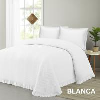 Colcha Bouti Blanca Lavada Lisa | Estilo Minimalista y Acolchado Elegante | Microfibra Ligera | Para Hogares y Hoteles - details 0