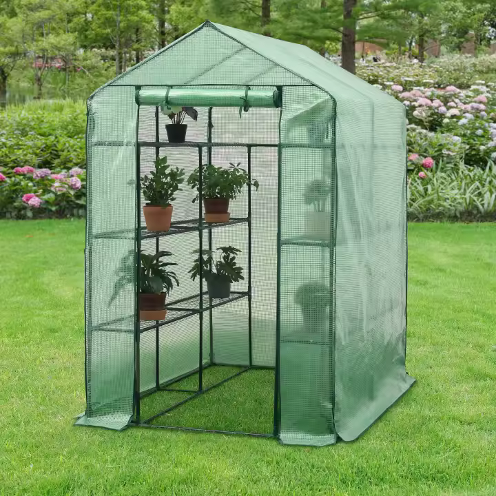 Invernadero de jardín Vale acero PE 120 x 170 x 194 cm verde [en.casa] - 1