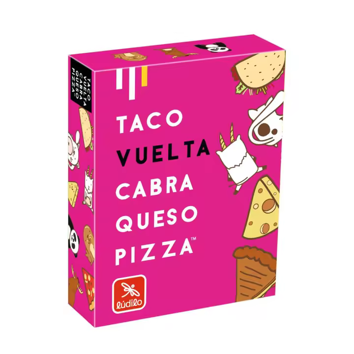 Juego Taco, Vuelta, Cabra, Queso, Pizza. ¡Juega con ambos lados de la mano! 64 cartas y reglas de juego. (Ludilo 803303) - 1
