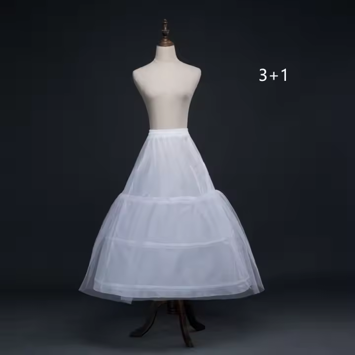 Falda De Encaje De Dos Capas Con 3 Aros Para Boda Y Fiestas Vestido De Noche Color Negro Rosa Blanco Talla S M L XL XXL - 1
