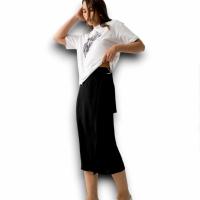 Falda Greeny Negra Tiffosi - Midi Talle Alto con Aberturas - details 2
