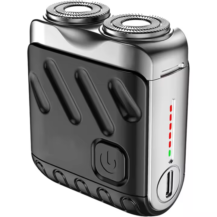 Afeitadora Eléctrica Portátil Rotativa de Doble Anillo, Afeitadora Eléctrica Portátil Rotativa de Doble Anillo para Hombres, Maquinilla de Afeitar Lavable de Doble Cabezal con Motor de Alta Velocidad, Recargable por USB (Blanca) - 1