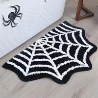 Alfombra De Halloween Con Diseño De Red De Araña Negra Alfombrilla Antideslizante Para Baño Y Frontera Puerta Tapete Gótico Oscuro Tapete De Suelo Para Decoración De Navidad - details 3