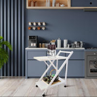 Meyvaser Carro de Servicio Plegable con Ruedas 65x40x85cm Blanco - Mueble de Cocina Elegante y Decorativo - details 0