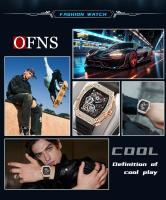 Reloj De Cuarzo Para Hombre OFNS 7105 Creativo Hueco Con Luz Nocturna Y Calendario Resistente Al Choque Y Agua Bandeja De Silicona Estilo Casual - details 1