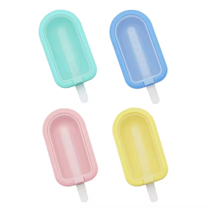 4 Piezas Moldes para Helado with Palitos, Moldes para Polos de Hielo de Silicona Reutilizables, Mini Máquina para hacer Crema with Tapa Antigorrames, Juego de Paletas sin BPA, Bricolaje Casero - 1