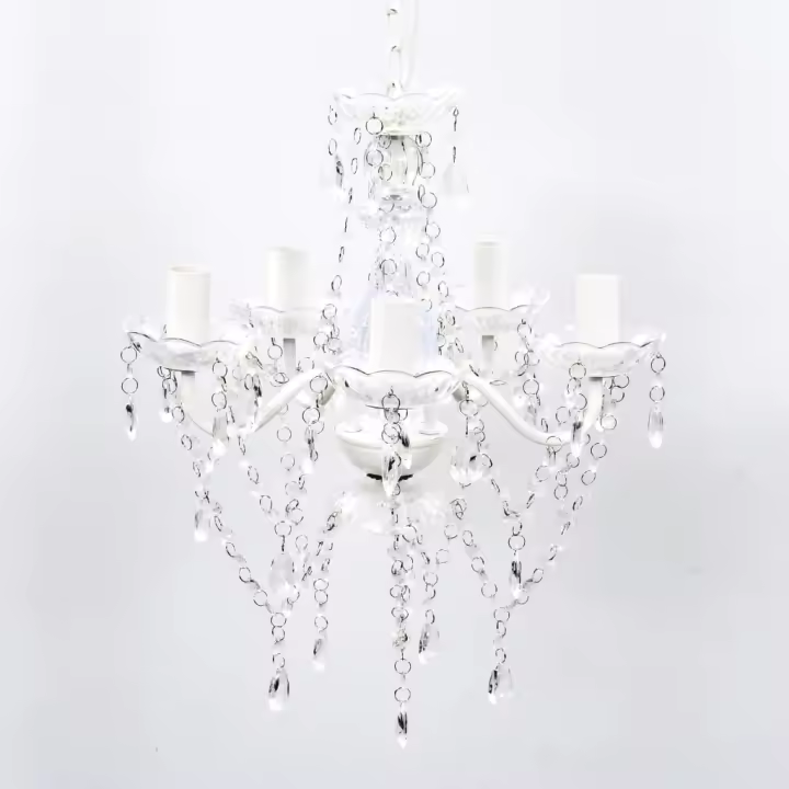 vidaXL Lámpara Colgante de Araña con Cristales Transparentes 5 Luces de Techo Color Transparente,  Negro,  Rosa y mas - 1