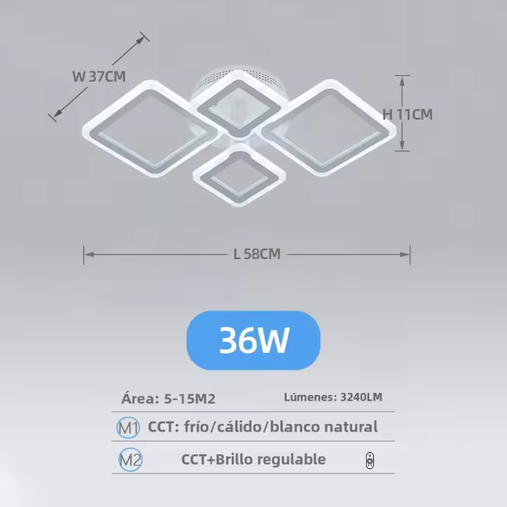 Lámpara De Techo LED Moderna Ajustable En Colores Para Dormitorio Y Comedor Instalación En Superficie Con Control Remoto - 1