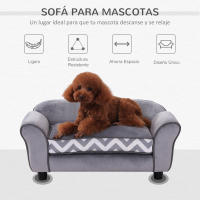 Pawhut Sofá para Mascotas con Patas Cama para Perros de Madera con Cojín Acolchado Acogedora Funda Lavable 73,5x41x33 cm Gris - details 3