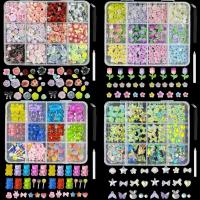 1Caja De Resina Dopa Colores Oso Gummy Estrellas Corazón Decoración Para Uñas Acrílicas Coloridas Flores Aurora Borlas Encantos Para Uñas DIY - details 0