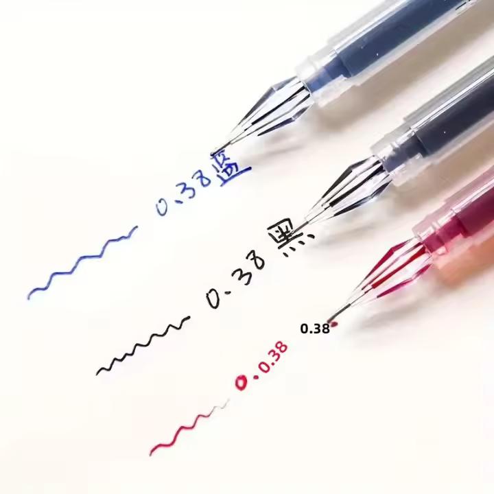3pcs Rotuladores De Tinta Gel 0.5mm Fino Secado Rápido Negro Azul Rojo Para Escuela Y Oficina Suministros De Escritura - 1