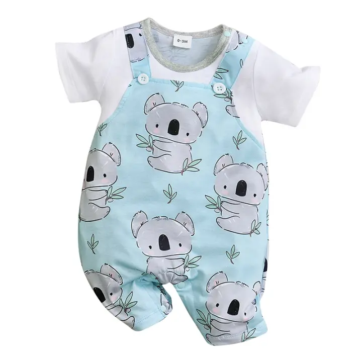 Pijama De Verano Para Bebé Recién Nacido Niña Y Niño Con Estampado De Koala Romper De Mano Unisex Talla 0-18 Meses - 1