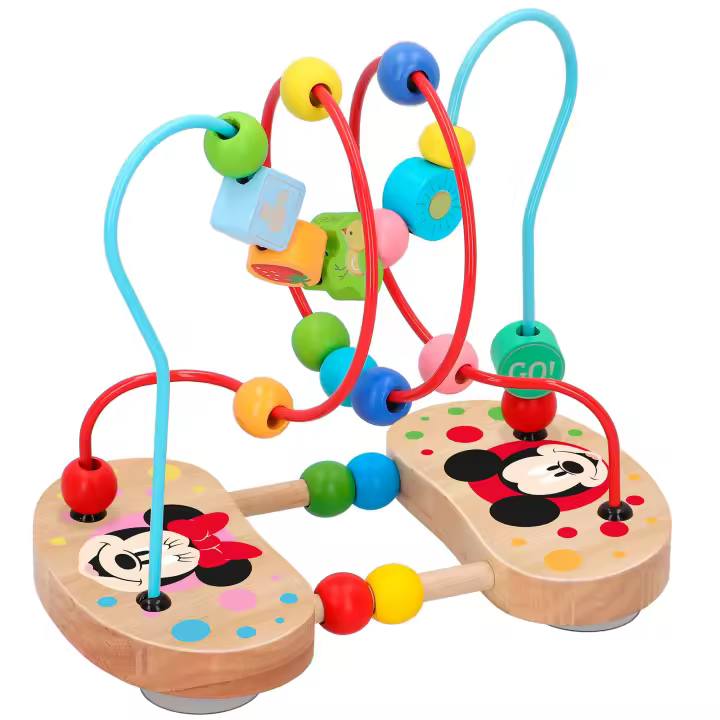 WOOMAX - Laberinto de madera Disney Baby 3D 18,5 cm, recorrido de cuentas, Mickey y Minnie, juguete educativo, juega y aprende, juego para bebés +18 meses - 1