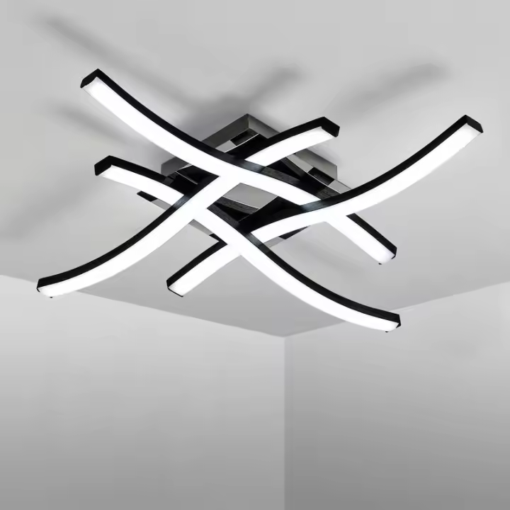 Lámpara de Techo LED Moderna con Placas Integradas de 6500K Diseño Curvado Lámpara de Techo para Dormitorio Balcón Corridor Negro - 1