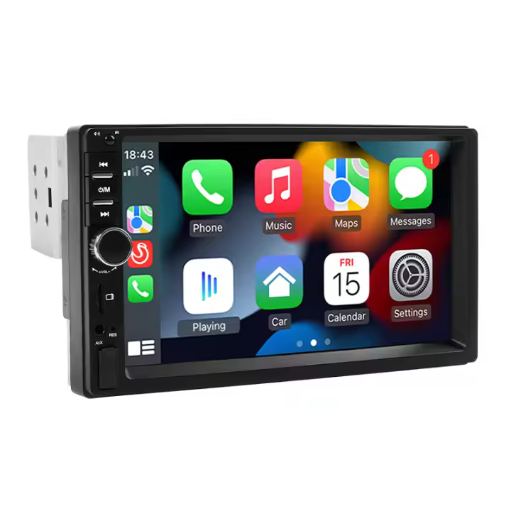 Hippcron Radio De Coche 7 Pulgadas 1 DIN Carplay Android Auto Pantalla Táctil HD Con USB FM Bluetooth Tarjeta TF Reproductor Multimedia - 1