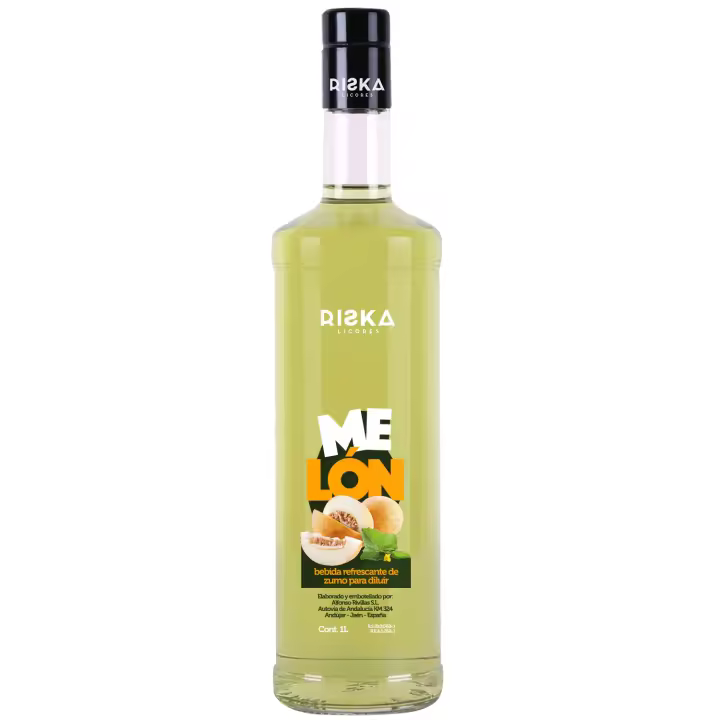 RISKA LICORES Refresco de Melon RISKA Sin alcohol - Bebida Refrescante - Litro - 1