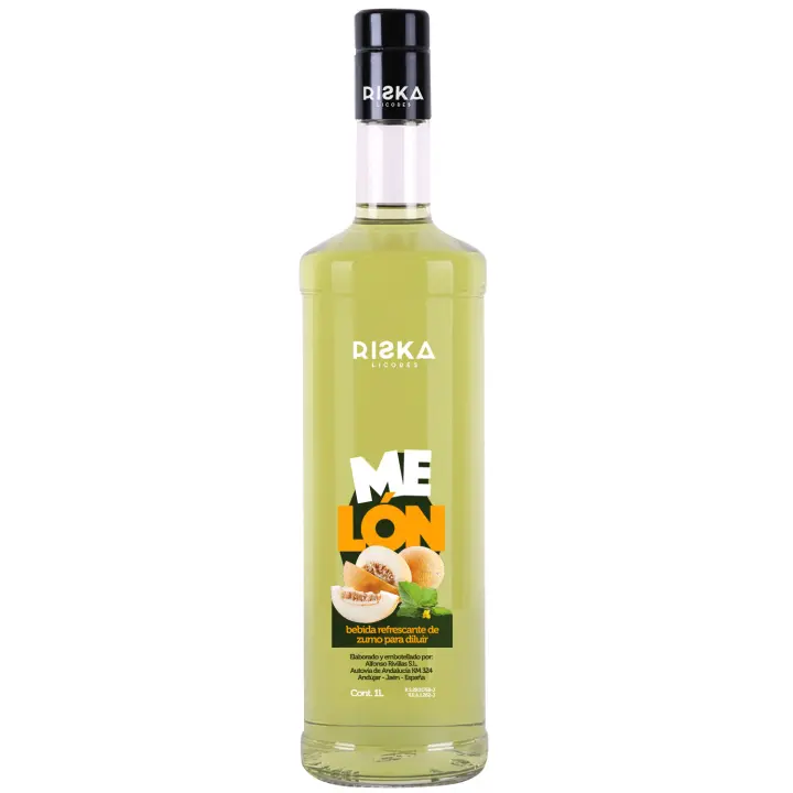 RISKA LICORES Refresco de Melon RISKA Sin alcohol - Bebida Refrescante - Litro - 1
