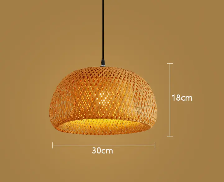 Lámpara Colgante De Bambú E27 Estilo Chino Tejido a Mano Para Decoración De Hogar Y Restaurante Iluminación Fixtures 30cm - 1