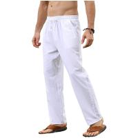 Men's Cotton Linen Pants Casual Loose Pants Male Breathable Solid Color Drawstring Jogger Yoga Baggy Trousers - details 2