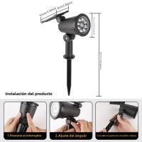 Luces De Punto Solar RGB 9 LED IP65 Impermeables Para Exterior Ajustable Brillo Jardín Yard Palmas Árboles Paisaje Solar - details 5