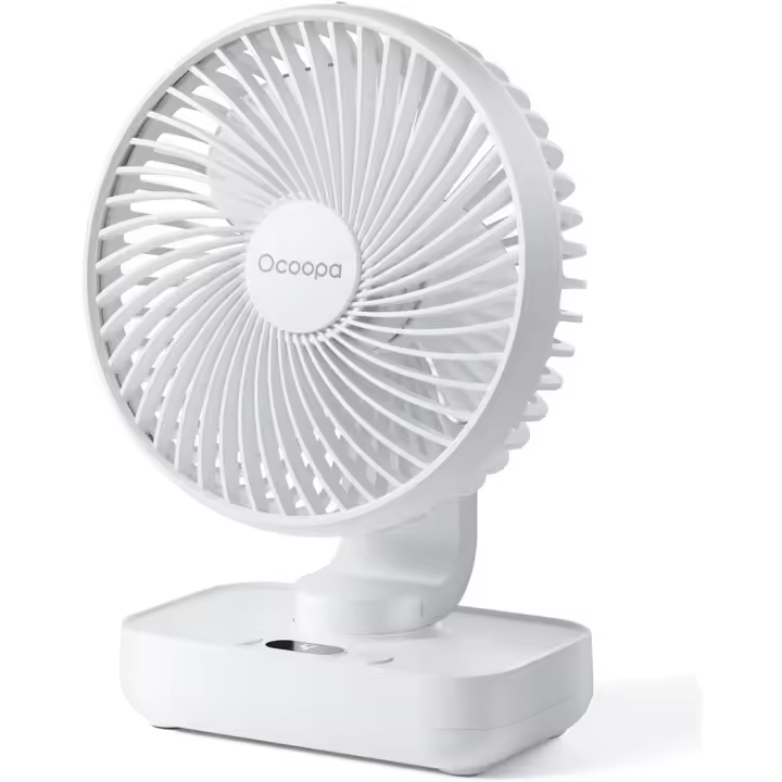 Mini ventilador oscilante automático recargable de 5', 3600 mAh, 4 velocidades, pantalla LED, pequeño ventilador de escritorio USB portátil para el hogar y el dormitorio. - 1