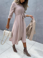 Vestido De Mujer Estilo Casual Cintura Media Manga Media Color Sólido Prenda A-Linea Con Cuello En V Y Detalles De Encaje - details 10