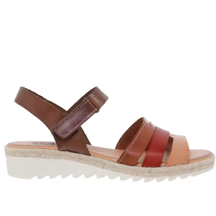 Sandalia Tiras Mujer piel Cuero Marrón Blusandal - Fabricadas en España - 1