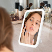 Espejo De Maquillaje LED Con Soporte Luz De Rellenar Ajustable Portátil Para Dormitorio Escritorio Viaje Espejo De Vestíbulo - details 2