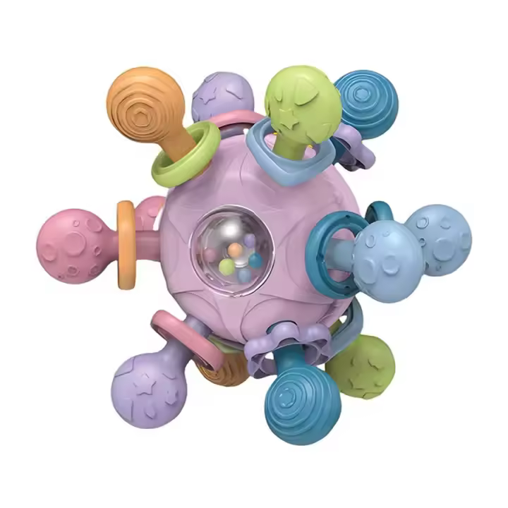 Juguetes Para Bebés 0-12 Meses Bola De Silicón Con Rattler Rotativo Juguetes Sensoriales Para El Desarrollo Del Bebé Tamaño 14x14x14 - 1
