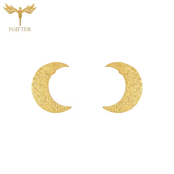 Luna - Pendientes Acero Inoxidable Dorados - Resistente Al Agua - Pack 2 Unidades - 1