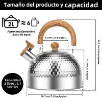 Cacerola De Té Con Mango Antideslizante Y Anti-oxígeno 3/2L Whistling Teapot De Acero Inoxidable Para Estufa De Acero Inoxidable - details 8