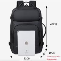 Mochipa expandible para ordenador portátil de 17 pulgadas para hombre, Bolsa impermeable para Notebook, mochipa Escolar USB - details 1
