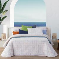 Manterol - Colcha bouti reversible estampado geométrico cuadros y rayas con fundas de cojín. Cubrecama ideal para primavera, verano y entretiempo. Colcha fina, extra suave y ligera. - details 1