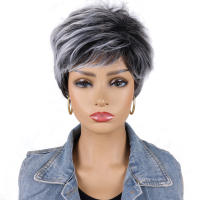 Pelucas Sintéticas De Pelo Ombre Marrón Y Rubio Para Mujeres BCHR Corta Pixie Cut Peluca Mixta De Uso Diario Tamaño Promedio Densidad 150% - details 12