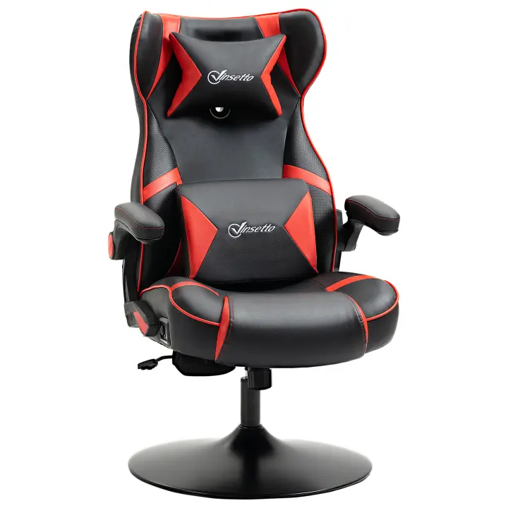 Vinsetto Silla Gaming con Función Mecedora, Silla de Oficina Regulable en Altura, Silla Ergonómica para Ordenador con Altavoz, Soporte Lumbar y Cuello para Sala de Juegos Piel Sintética - 1