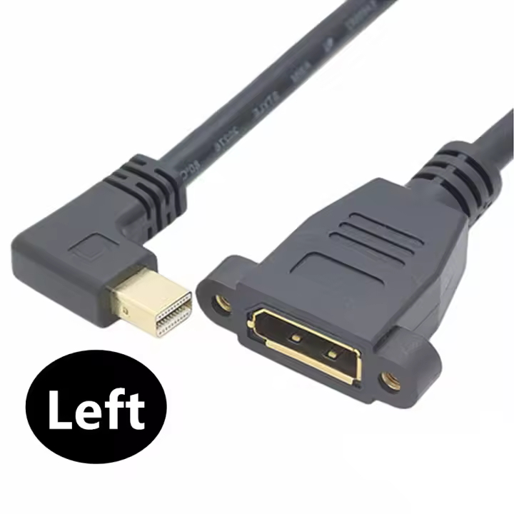 Cable adaptador DisplayPort de DP hembra a mini DP macho con doble orificio bloqueable para salida con resolución QXGA 2560x1600 - 1