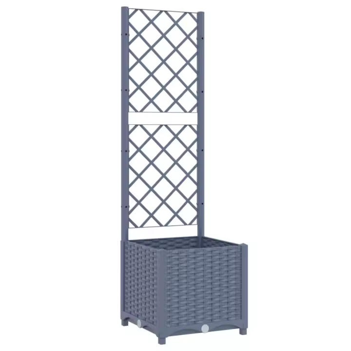 vidaXL Jardinera con enrejado PP oscuro 40x40x136 cm Color Gris oscuro,  Marrón,  Negro y mas - 1