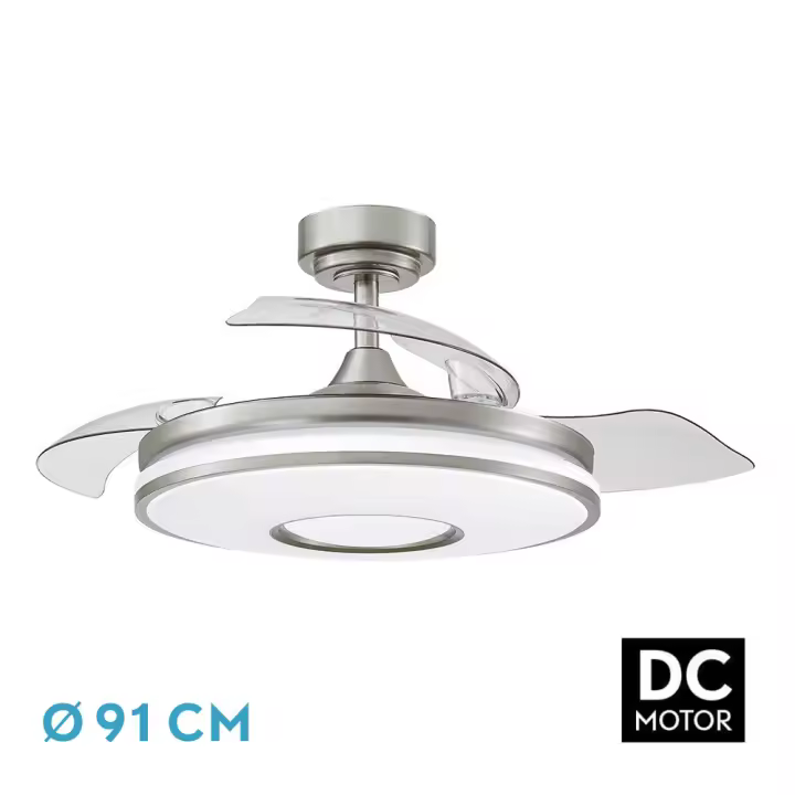 Fabrilamp - Ventilador Dc Dani 48w 4800lm Niquel 3aspas 6velocidades 91d 3000-4000-6000k Remoto+memoria+temporizador 24 - 1