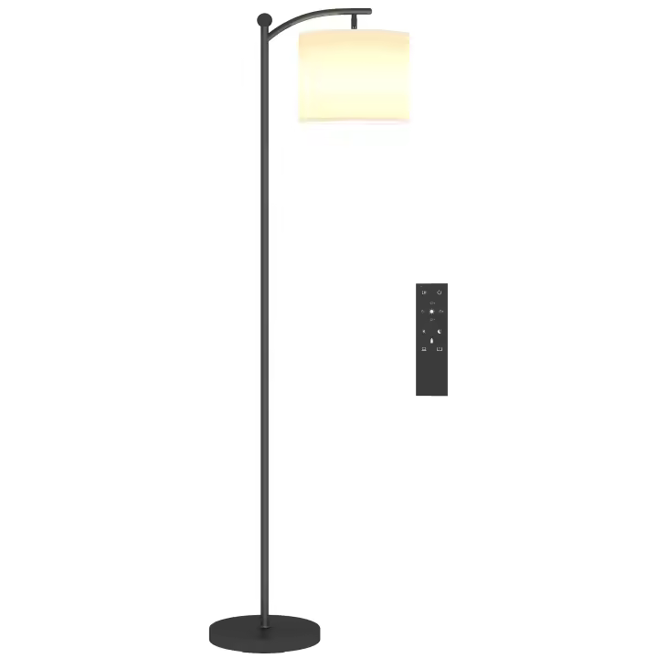 HOMCOM Lámpara de Pie LED Regulable Lámpara de Pie para Salón con Temperaturas de Color Ajuste Continuo 11 Niveles Control Remoto Temporizador de 60 Minutos para Dormitorio Oficina Sala de Estar Negro - 1