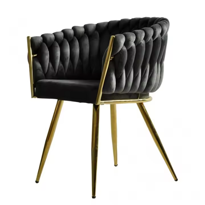 Sillón KALU, metal dorado, tapizado velvet color a elegir (verde oscuro, gris oscuro o turquesa) - 1